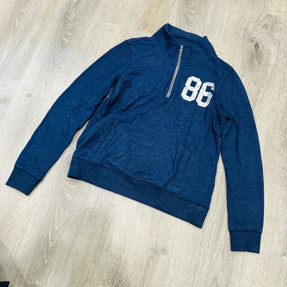 PINK Victoria's Secret Womens M Navy Blue 86 Love Pink Quarter Zip‎ Sweatshirt